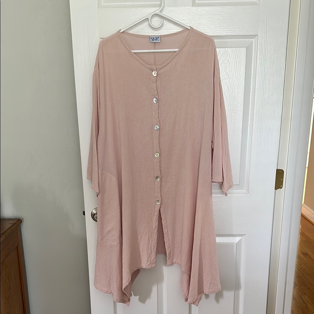 Oh My Gauze! Blush Button-Up Top L/XL